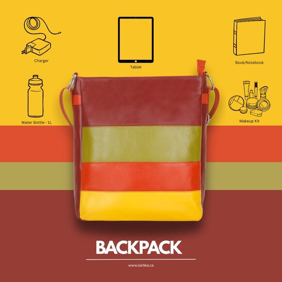 Genuine Leather Multicolour Backpack, Daypack for Women- Travel, Work, Gifting - Picture 4 of 10